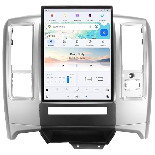 13.8 Inch Touch Screen Qualcomm Android Car Radio for Dodge RAM 2008 2009 2010 2011 2012 Trucks Stereo Upgrade Tesla Style Head Unit Multimedia IPS Android Auto Player GPS Navigation 8128GB