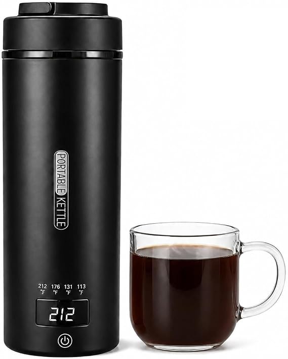 Travel Electric Kettle 16oz, Smart Water Bottle with 4 Temperature Control