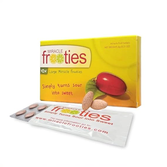 Miracle Frooties, Large Miracle Berry Tablet, 100% Natural Grown Miracle Fruit, Turn Sour Sweet, Change Taste Buds, Flavor Tripping, Tiktok Magic Miraculin, Sugar Free, 10 Count (Pack of 1-Yellow