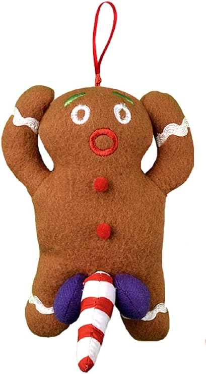 Stocking Stuffers for Adults-Naughty Gingerbread Man Funny Fabric Christmas Ornament Talking Hanging Ornament, Tan, (33450)