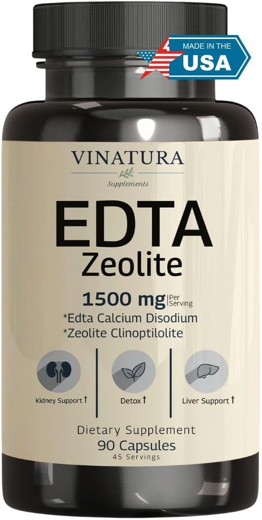 VINATURA EDTA Capsules - 1500mg per serv, Liver Support - Edta Calcium Disodium, Kale Extract - 90 Capsules 45 Servings