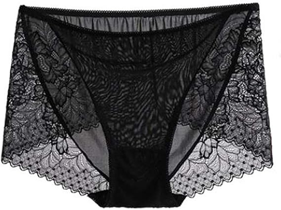 Women's Natural Silk Brief Panties Lace Trim Hipster