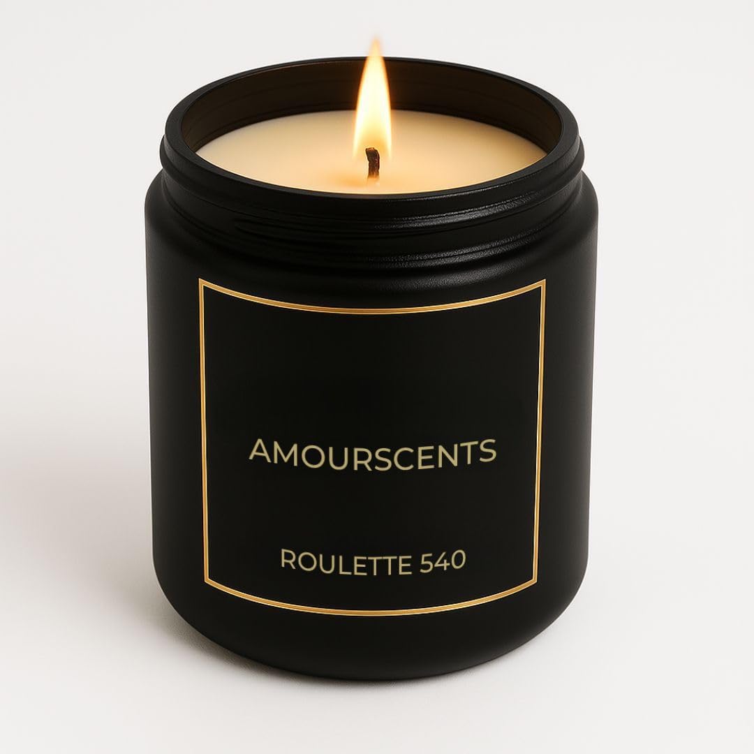 Amour Scents Baccarat Rough 540 Inspired Candle – Luxury Soy Wax Scented Candles - Aromatherapy Candle for Evening Use – Helps Neutralize Unwanted Odors – Long-Lasting Fragrance - Roulette 540-250ml