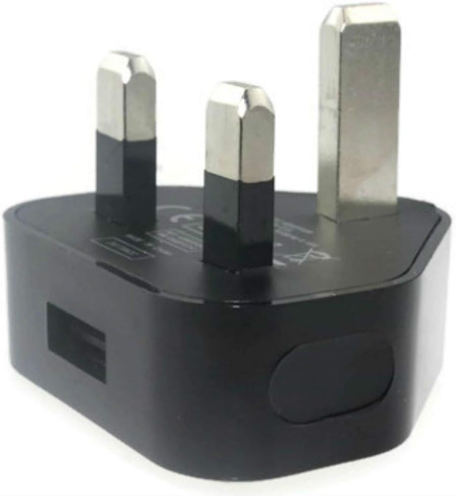 TECHNOPLAY LTD 3 Pin USB 1A Charger UK Wall Plug compatible with MP34 players, iphone X8 7 7 Plus 6 6S  Plus 5S, iPadIpod Samsung GalaxyHTCPDAs,TomTom, Navman, Blackberry Black
