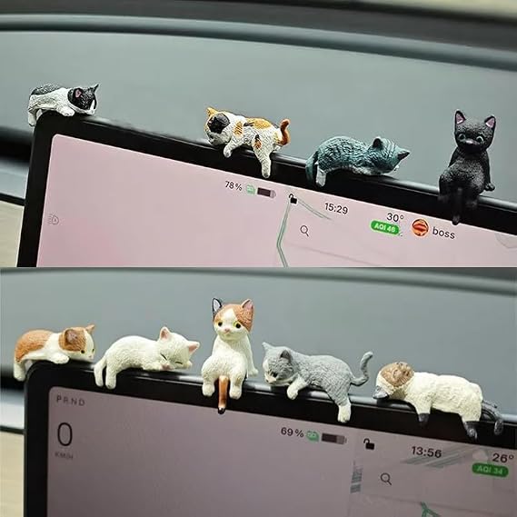 9 Pcs Cute Cat Car Accessories, Fun Car Rearview Mirror Decorations, Kawaii Desk Office