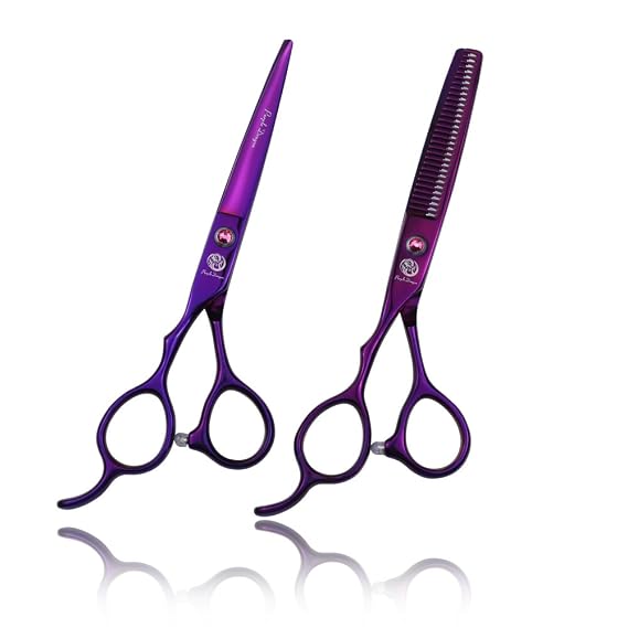Purple Dragon 6.0 inch Left Hand Barber Hair Cutting Scissor - Purple