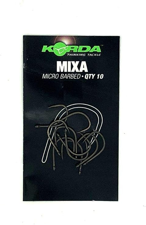 Korda Mixa Surface Hooks - Fishing Hook, Carbon Steel, Barbless, Short Shank, Super-Wide Gape, Beaked, Offset Point, Sizes 6 - 12, Black, 1 Piece