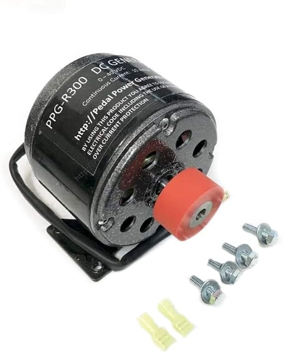 300W Pedal Power Exercise Bike Generator with Polyurethane Drive Roller, 040V DC Output for 12V/24V Battery Charging