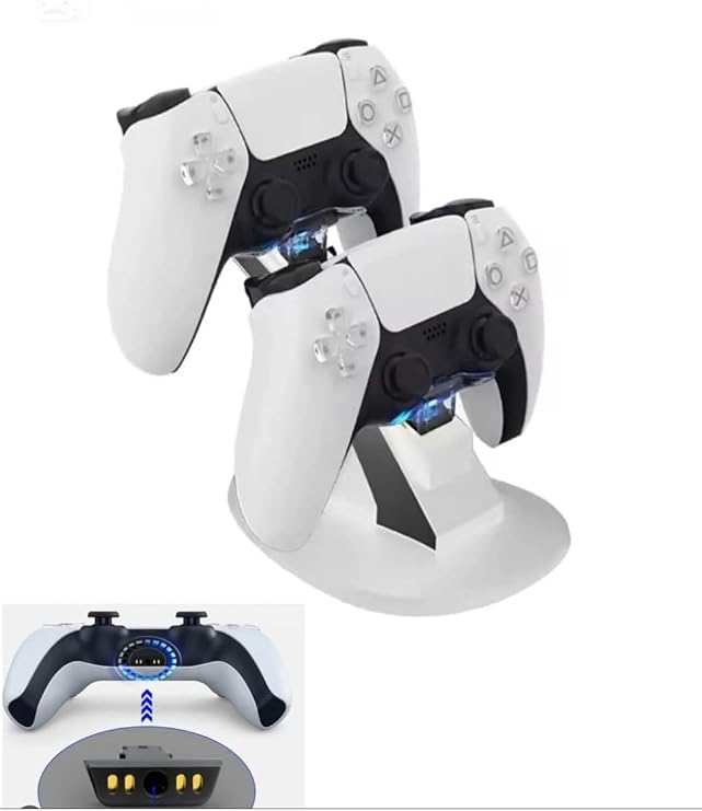 Ps5 Joystick Şarj Standı ikili Işıklı Şarj istasyonu Beyaz Hbp256