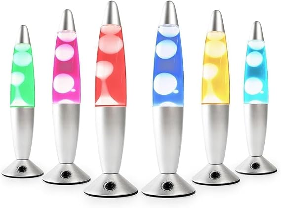 CELLUSTOP Rocket Lava Lamp - Magma Lamp with Decorative Wax to Install - 2 x R39 Bulbs Included - Sturdy Glass and Aluminium - Switch - 25 Watts - 34 cm - Blue [Energy Class G]