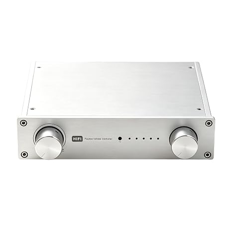 Remote Control Passive Preamplifier - 4-Way Audio Input, No-Gain, Silver
