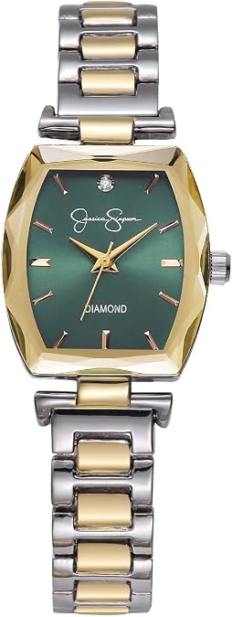Jessica Simpson Diamond Collection Women's Watch, Classic Quartz, Metal Band, Barrle Faceted Crystal Face, Elegant Dress Watch for Women