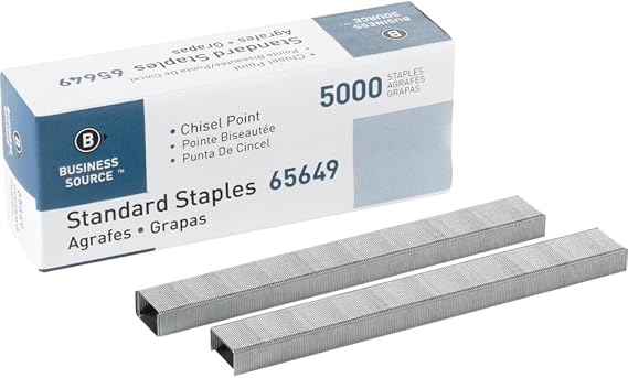 Business Source Chisel Point Standard Staples - Box of 5000 (65649), Silver