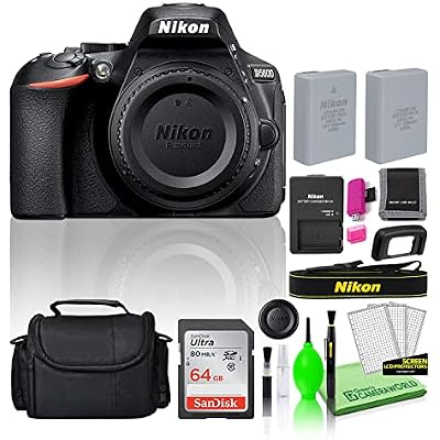 Nikon D5600 24.2MP DSLR Digital Camera Body Only 1575 Deluxe Beginner Bundle Kit -Includes- Sandisk 64GB SD Card  Large Camera Gadget Bag  Spare Battery  Deluxe Cleaning Kit  More
