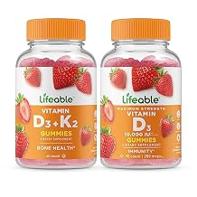 Lifeable Vitamin D3 + Vitamin K2 + Vitamin D 10000 IU, Gummies Bundle - Great Tasting, Vitamin Supplement, Gluten Free, GMO Free, Chewable Gummy