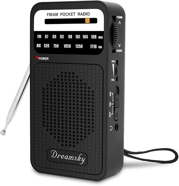DreamSky Portable Headset Radios, Battery Operated AM FM Personal Radio with Loud Speaker, Great Reception, Earphone Jack, Ideal Gifts for Elderly, Portable Transistor Radio for Walking, Camping