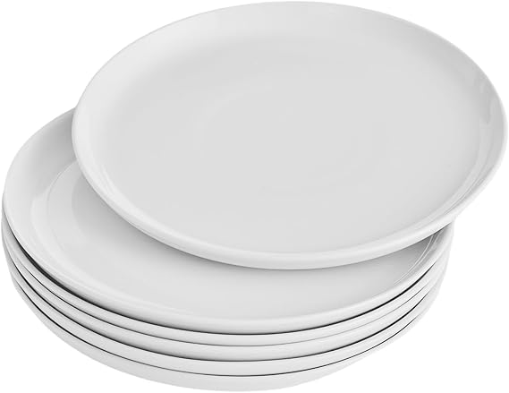 WishDeco White Dinner Plates Set of 6, Porcelain Salad Plates 23 cm / 9 inch