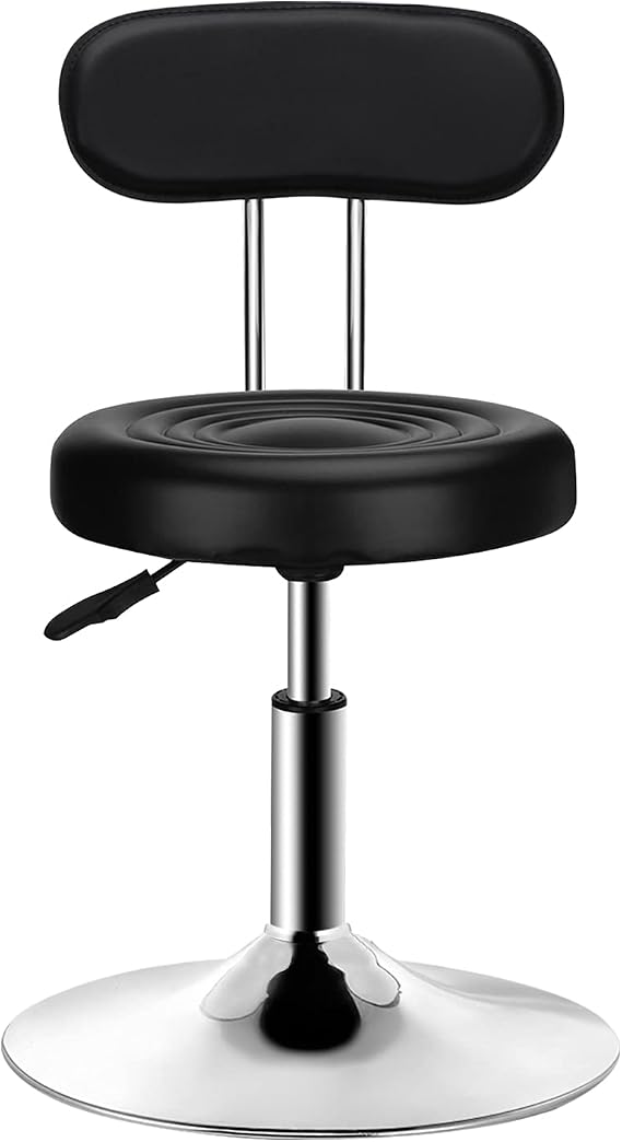 Height Adjustable Round Home Office Chair | Ergonomic Desk Computer Chair Mid Back Task Multi-Purpose Office Desk Chairs Barber Shop for Men Women Adults(Black)