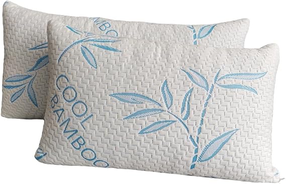 ComfySleep Bamboo King Size Viscose Pillows Cooling Shredded Memory Foam Adjustable Bamboo Viscose Removable/Washable Cover Pack of 2