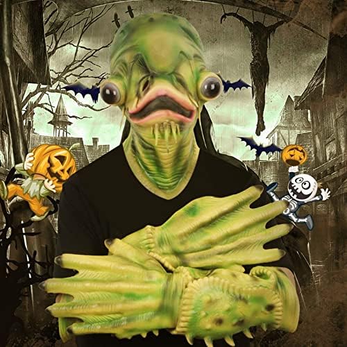Catfish Mask Adult Latex Animal Full Head Green Fish Mask Sea Creature Costume Mask for Halloween Cosplay Party Prop green