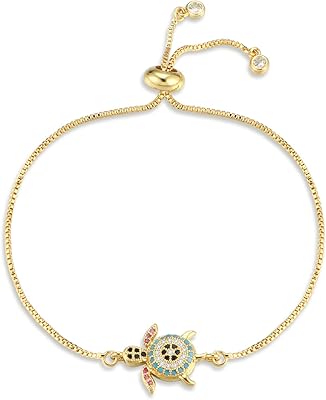 Sea Turtle Bracelet for Women Adjustable Cubic Zircon Turtle Bracelet Gifts for Women
