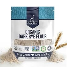 Great River Milling Organic Dark Rye Flour | Whole Grain, Non-GMO, Kosher, Unbromated | Earthy Flavor for Rye Bread, Sourdough Starter, Bagels, Crackers & Artisan Baking | 2 Lb
