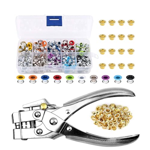 Lan-He Eyelet Hole Punch Pliers Eyelet Tool, 316 in Grommet Pliers Kit Eyelets Kits with 400PCS Multicolor Grommets Shoe Eyelets Grommet Sets for Leather Fabric Belt Clothes Decorative Repair