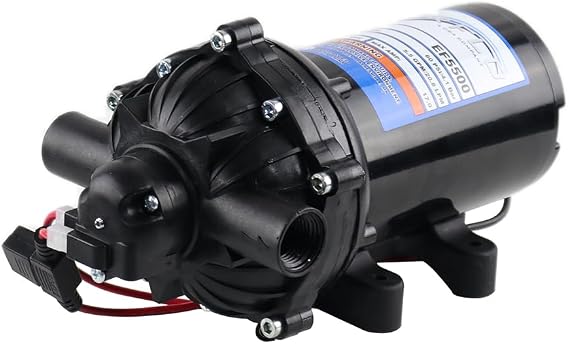 Everflo EF5500-BOX 5.5GPM 12V Diaphragm Pump-1/2 FNPT Connection, 5.5 GPM, Black