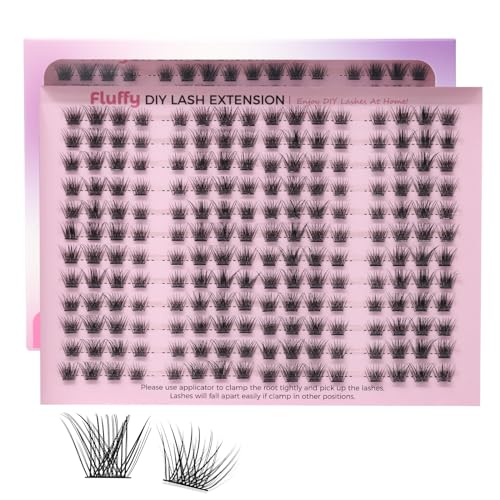 Cluster Eyelash Extensions 192 PCS Cluster Lashes Wispy DIY Individual Lashes Cluster Super Thin Band Eyelash Clusters Soft Mink False Eyelashes Mixed Tray