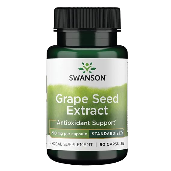 Swanson High Potency Grape Seed Extract 200 mg, 60 Capsules | A Powerful Grape Seed Extract Delivering 200 mg per Capsule to Fortify Your Defenses, Standardized for Consistency
