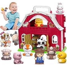 Aigybobo Farm Animals Big Barn Toys for 1 2 3 Year Old, Toddler Montessori Learning Toys, Farm Playset with Animal Figures, Christmas Birthday Gift for Toddler Baby Boys Girls Age 12-18 Months