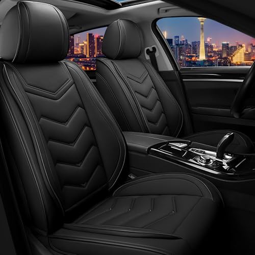 CTDS Car Seat Covers for Nissan Altima 2001-2026, Stylish Sport Seat Cover, Premium Nappa Leather Car Seat Cover. Automobile Seat Covers Sets.Standard 2 SeatsPure Black