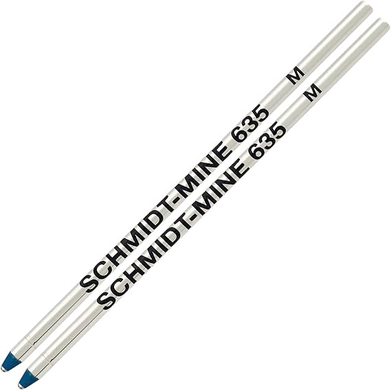Schmidt 635 D1 Mine Ballpoint Refill - Blue Ink (Medium Tip 0.7mm) - Pack of 2