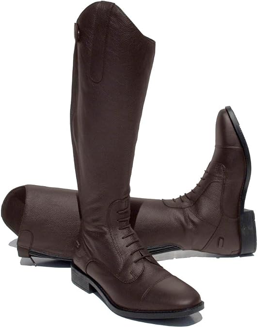 Rhinegold Elite Luxus Extra Short BROWN LEATHER RIDING BOOTS - Soft Feel Leather, Comfortable Fit