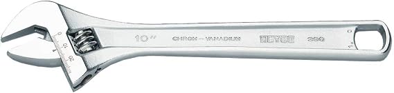 Heyco 390001082 "390" Adjustable Wrench, Silver, 255 mm