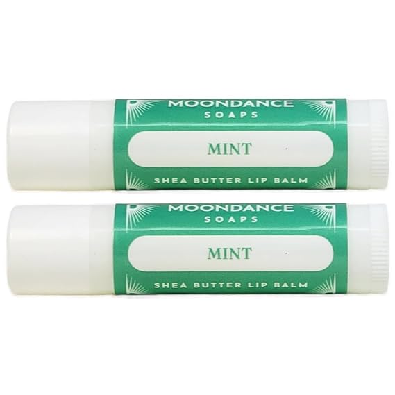 Lip Balm (Pack of 2) - Moisturizing Solution for Dry, Chapped Lips - Smooth, Soothing Salve of Shea Butter, Bees Wax, Sweet Almond Oil, Vitamin E, Pure Essential Oils (Mint)