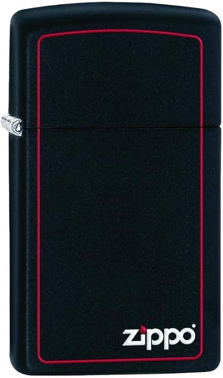 Zippo Slim Black Matte Lighter w/ Zippo Border - 1618ZB