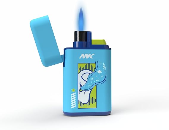 MK Lighter Torch Flame Pocket Lighter, Refillable and Multipurpose, Ideal for Candles, BBQ, Camping, and Everyday Use (5SNS-Blue)