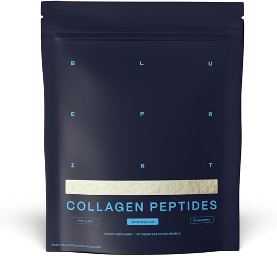 Blueprint Bryan Johnson Hydrolyzed Collagen Peptides Powder Type I, II & III Collagen for Women & Men Unflavored Protein Supplement for Hair, Skin, Nails, Joints & Cartilage 20g 30 Servings