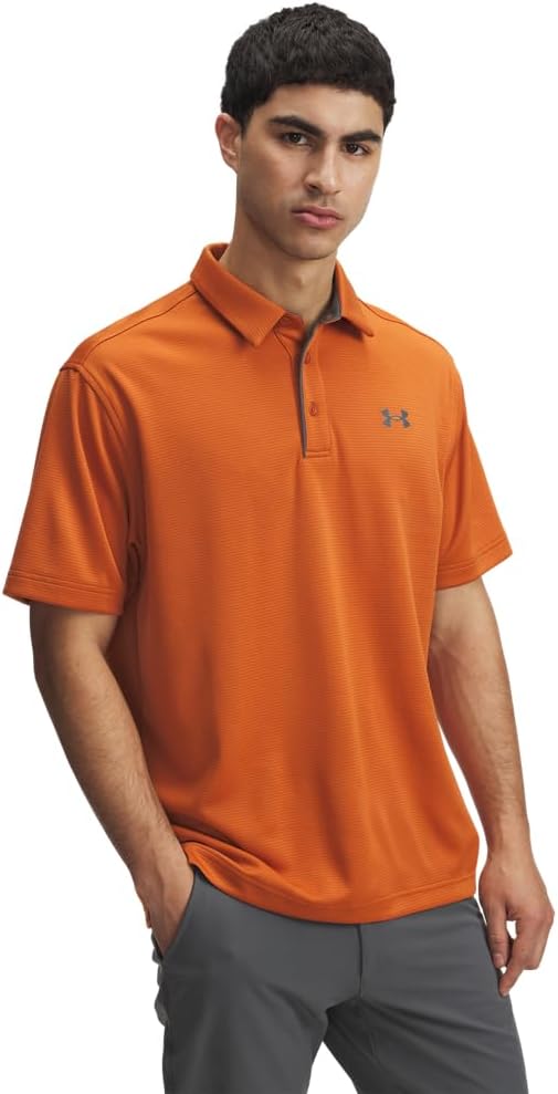 Under Armour Men's Tech Golf Polo, (724) Burnished Orange / / Pitch Gray, Medium