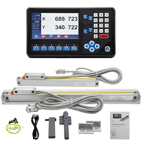DRO Sets for Bridgeport Milling Machine 9" x 42" Table,2Axis Digital Readout Display Console,12''x30'' Precision 5um Linear Scales,High Accuracy Optical Glass Encoder Sensor,ment