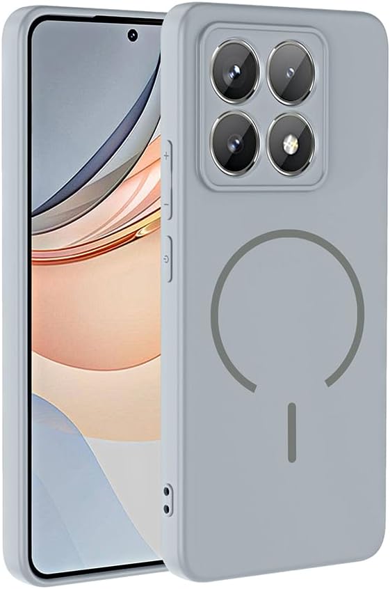 Aksesuarcim Xiaomi Mi 14T ile Uyumlu Kılıfı Silikon M-Safe Şarj Özellikli Kamera Lens Korumalı Mat Renkli İnce Kapak Meta Titanyum-Gri