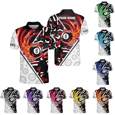 Custom Billiard Polo Shirts for Men Women Personalized Name Team 8 Ball Shirt Billiards Apparel Pool 3D Tshirts Gifts Players