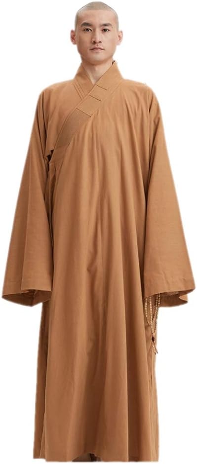 ZanYing Men's Long Gown Traditional Buddhist Meditation Monk Robe