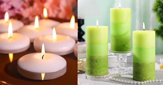 White Floating Candles+Scented Pillar Candles