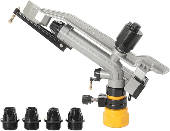 1.5" Agriculture Farm Irrigation Sprinkler Lawn Sprinkler 360 | Irrigation Spray Gun Large-Area Watering Spray Farm Lawn Garden Irrigation Female Thread Aluminum Alloy with Nozzle Set