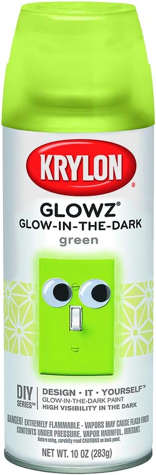 Krylon K03051000 Glowz Glow-in-The-Dark Paint, Green Glowz - 10 Ounce