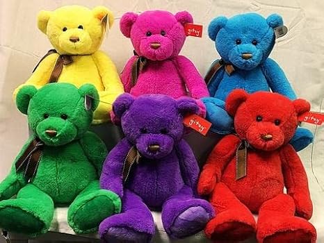 Gitzy Sitting Teddy Bears - Colorful Stuffed Animal for Kids - 16 Inch Plush Bears -