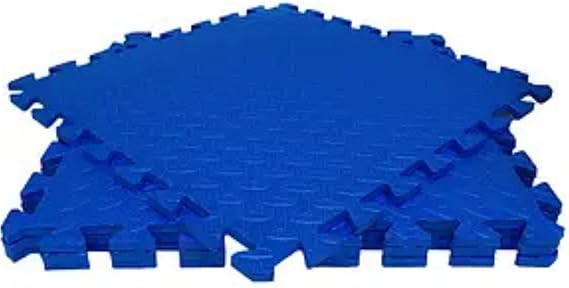 Eva Gym Flooring Exercise Mats – (60x60cm) 1cm Thick, 4 Pcs Large Heavy Duty Interlocking, Non-Slip, Yoga Foam Floor Tiles Office, Home & Kids Play (Blue, 4 Tiles (16 Square Feet))
