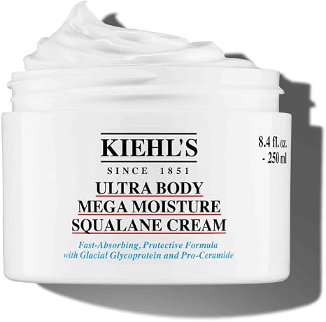 Kiehl's Ultra Body Mega Moisture Squalane Cream, Hydrating Body Lotion with Squalane, Pro-Ceramides and Glacial Glycoprotein, 72 Hour Lasting Hydration, Absorbs in 3 Seconds, Sensitive Skin